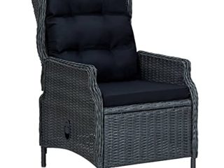 vidaXL Sillón Reclinable de Jardín Cojines Silla Exterior Patio Terraza Balcón Asiento Butaca Muebles Mobiliario Duradera Ratán Sintético Gris Oscuro
