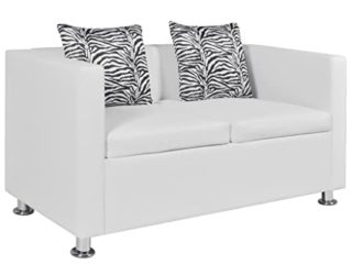vidaXL Sofá Moderno de 2 Plazas Cuero Artificial Blanco Sillón de Salón Casa
