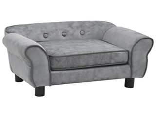 vidaXL Sofá para Perros Cama Mascotas Almacenamiento Gato Animales Pequeños Suave Grueso Acolchado Antideslizante Felpa Gris 72x45x30 cm