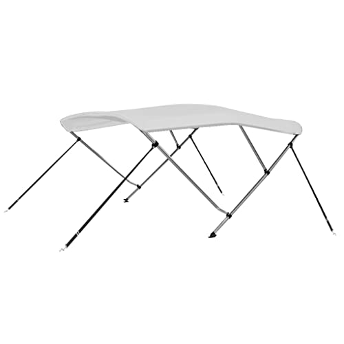 vidaXL Toldo Bimini de 3 Arcos para Barco Embarcación de Recreo Antimoho Correas de Nailon Ajustables Parasol de Lona Blanco 183x180x137 cm