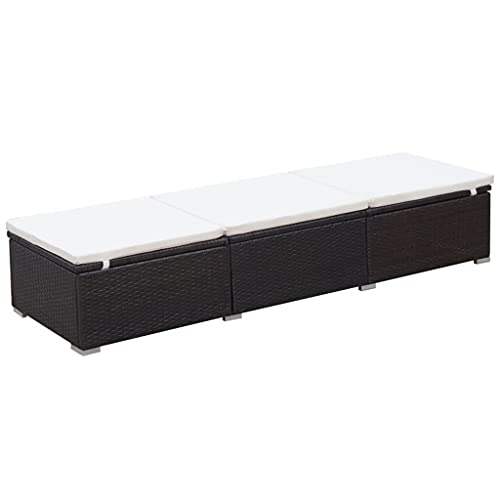 vidaXL Tumbona Ratán Sintético Cojín Jardín Marrón Crema Sofá Exterior Patio