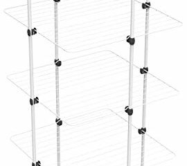 Vileda Mixer 4 Edición 2021 - Tendedero Vertical de Acero Inoxidable, 4 Niveles, 8 Rejillas y 40 Metros de Longitud de Secado, Dimensiones Abierto 169 x 71 x 71 cm, Color Blanco