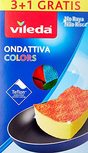 Vileda Ondattiva Colors 3+1, Esponja, Multicolor, 13 x 22 x 2.6 cm, 4 unidades