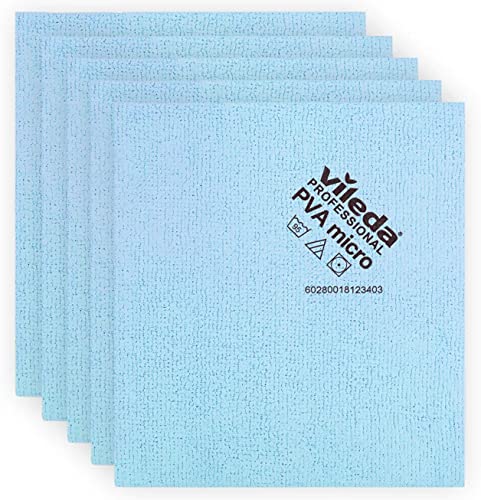 Vileda Profesional 235385 Bayetas Microfibra Azul, 38 x 35cm, 5 Unidades