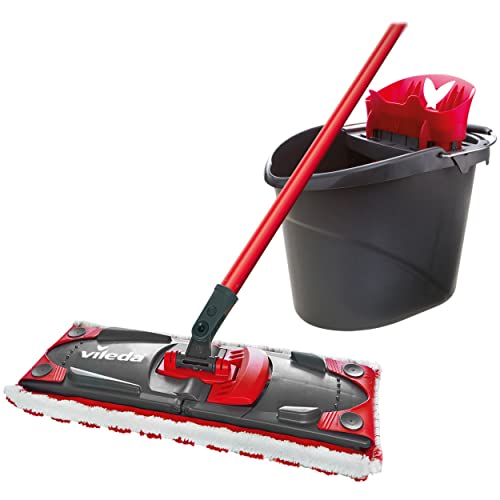 Vileda Ultramax - Set de limpieza, mopa de microfibras 2en1 para fregar y cubo con escurridor, cubo y mopa con palo telescópico para todo tipo de superficies