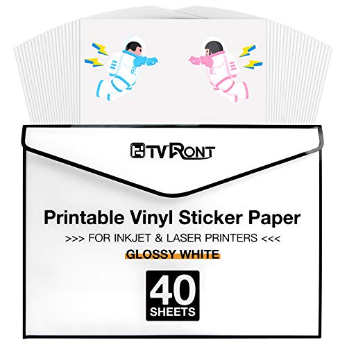 Vinilos imprimibles de 216 x 280 mm, 40 hojas para impresoras de inyección de tinta y láser