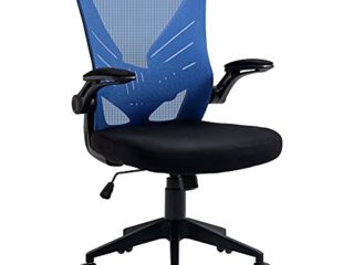 Vinsetto Silla de Oficina Ergonómica Silla de Escritorio Giratoria con Altura Ajustable Reposabrazos Abatible y Soporte Lumbar Transpirable 62x59x99-107 cm Azul y Negro