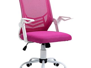 Vinsetto Silla de Oficina Ergonómica Silla Escritorio Giratoria con Altura Ajustable Reposabrazos Abatible Soporte Lumbar Transpirable para Adolescentes Adultos 62,5x55x94-104 cm Rosa