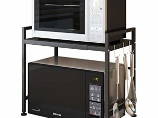 Vinteky Soporte Extensible para Microondas Estante para Horno de Microondas de Acero al Carbono, Negro