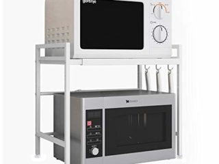 Vinteky Soporte Extensible para Microondas Estante para Horno de Microondas de Acero al Carbono, Blanco