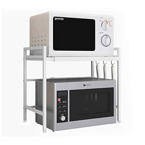 Vinteky Soporte Extensible para Microondas Estante para Horno de Microondas de Acero al Carbono, Blanco