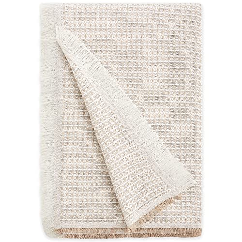 Vipalia - Fundas para Sofa. Mantas para Cama. Plaid Multiusos para Sofa o Cama. Cubre Pequeño Sillon Sofas Chaise Longue. Colcha Cama o Sofa Cama. Modelo Nido de Abeja. 180x260 cm. Color Beige