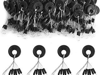 VIPMOON Tapón de Goma para Pesca con Corcho, 100Piezas 6 en 1 Topes de Flotador, Tope de Flotador Negro Cilindro, Hilo de Pescar Pesca Accesorios, Tapón de Goma Pesca, S