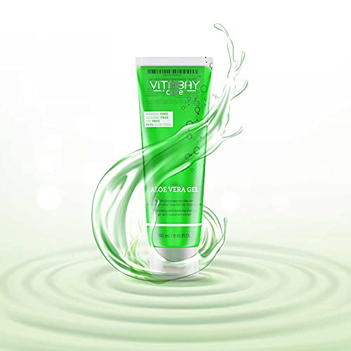 Vitabay Aloe Vera Gel (250 ml) • 99,9% Aloe Vera + Extracto de pepino hidratante • Aloevera pura • Calmante, natural y orgánica • Calidad alemana