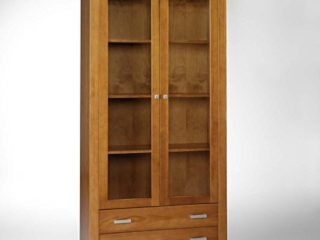 Vitrina 2 Puertas Y Dos CAJONES, Medidas 200X100X37 (Alto-Ancho-Fondo). REALIZADA EN Madera DE Pino Macizo Y BARNIZADA EN Color Cerezo (Puertas PARTIDAS EN 4 Cristales,) Robusta Y Duradera