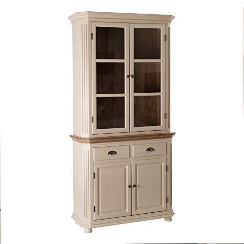 Vitrina alacena de Madera y Cristal Beige y Natural de 96x38x195 cm - LOLAhome