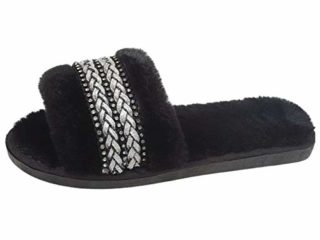Vivense Zapatillas De Invierno Antideslizantes, Zapatillas De Interior para Hombres Y Mujeres, Zapatos De Hogar Cálidos De Algodón,Black-37