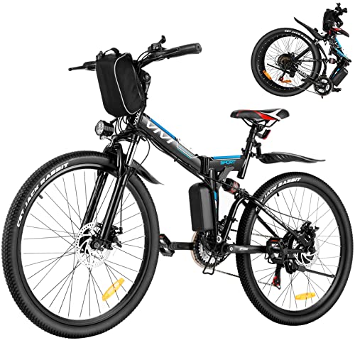VIVI Bicicleta Eléctrica Plegable, 26" Bicicleta Montaña Adulto, Bicicleta Electrica Montaña, 250W Bicicletas Electricas Plegables con Batería Extraíble De 8Ah, 21 Velocidades, Doble Suspension
