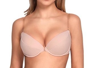 Vivisence Eve 1012 Sujetador Push-Up con Tirantes Y Espalda De Silicona para Mujeres Liso con Aros - Hecho En La UE, Beige,95B
