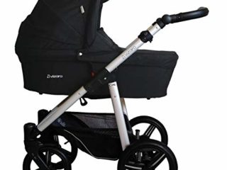 Vizaro ONYX 2022 TRÍO 3 en 1 - Cochecito Bebé GAMA ALTA - MARCA ESPAÑOLA - Ligero y funcional - Garantía 3 Años - Textil NEGRO Chasis PLATEADO