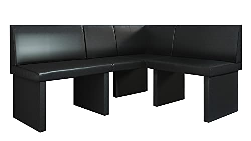 Vladon Banco esquinero Dallas 170 x 81,5 x 129 cm. Banco de Cuero Artificial tapizado en Negro