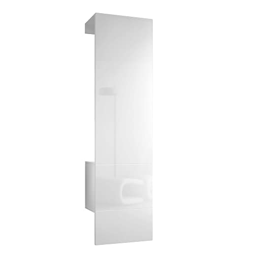 Vladon Mueble recibidor Carlton Set 5, Mueble de Entrada Compuesto por 1 Perchero con Puerta integrada y 1 Barra, Blanco Mate/Blanco de Alto Brillo (52 x 193 x 35 cm)