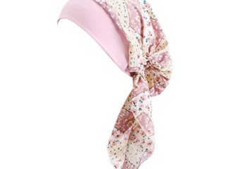 Vobozeany Pañuelo Cabeza Mujer Elegante Verano Turbantes Quimioterapia Musulmanas Respirable Sombrero de Quimio Cómodo Bandana para Cancer Oncológico Pèrdida de Pelo Cabello