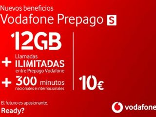 Vodafone Prepago S 12 GB + 300 Minutos (nacionales e internacionales) Roaming Europa EEUU