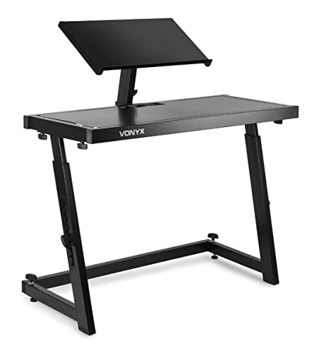 Vonyx DB10 Mueble Stand para DJ o Disco móvil portátil, regulable en altura, con bandeja superior para ordenador portátil o mezcladora. 45 x 100 x 65 cm