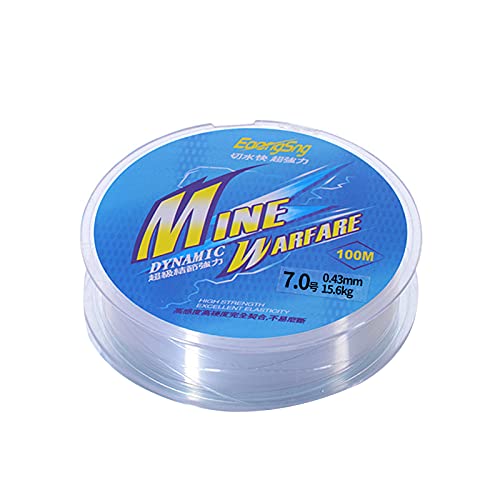 VOSSOT Sedal de pesca monofilamento, hilo de nailon de alta tensión, 0,43 mm/100 m, tranparente, monofilamento, agua salada, agua fresca para pesca de trucha, lucio, carpas, etc.