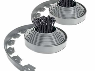 VOUNOT Borde Jardín, Césped Borde, Flexible de Plástico, Longitud 20 m, Altura 5 cm, con 60 Clavijas, Gris