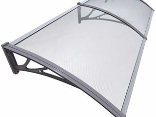 VOUNOT Marquesinas Exterior para Puertas y Ventanas, 200 x 80 cm Tejadillo de Protección, Toldo Cubierta de Policarbonato en Jardín, Gris