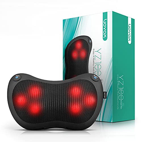VOYOR Cojín Masajeador Shiatsu de Cuello Espalda con Calor Almohada de Cervical Electrica Masajeador de Tejidos Profundos para Cuello, Espalda, Hombros Cintura en Hogar, Oficina y Auto YZ100