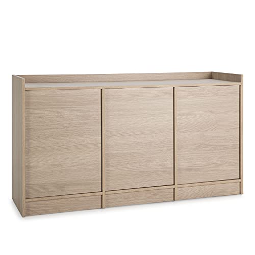 VS Venta-stock Aparador Moscú 3 Puertas y 3 estantes Interiores, Color Roble, 139 cm (Ancho) 40 cm (Profundo) 76 cm (Altura)