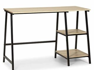 VS Venta-stock Mesa de Escritorio Lisboa Negro, Mesa de Ordenador, Estilo Industrial, 105 x 47 x 75 cm