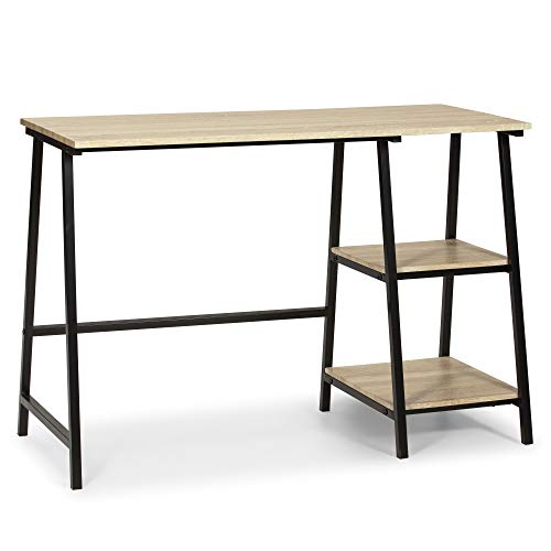 VS Venta-stock Mesa de Escritorio Lisboa Negro, Mesa de Ordenador, Estilo Industrial, 105 x 47 x 75 cm