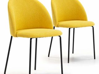 VS Venta-stock Set de 2 sillas Comedor Kenia tapizadas Mostaza, certificada por la SGS, 43 cm (Ancho) x 47 cm (Profundo) x 78,5 cm (Alto)
