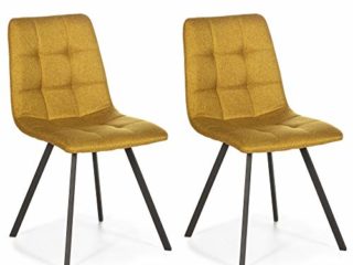 VS Venta-stock Set de 2 sillas Comedor Mila tapizadas Mostaza, certificada por la SGS, 58 cm (Ancho) x 45 cm (Profundo) x 86 cm (Alto)