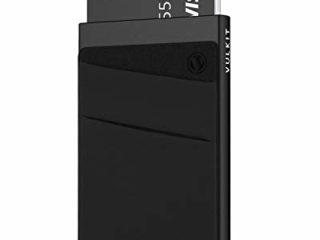 VULKIT Tarjeteros para Tarjetas de Credito Aluminio Automática Pop-up Tarjetero con Bolsillo Guardar Tarjetas y Billetes para Hombre o Mujer, Negro