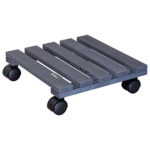 Wagner Soporte con Ruedas para Plantas Nature 29 x 29 x 8 cm I para Interior I Madera Maciza FSC®, Antracita I Soporte de macetas con Ruedas I Capacidad de Carga 100 kg I 20015901