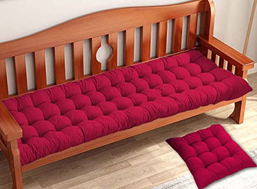 Waigg Kii Cojín grueso para banco de jardín de 2 y 3 plazas, 80/100/120 cm, cojín rectangular de algodón para chaise Swing interior y exterior (40 x 40 cm, rojo)