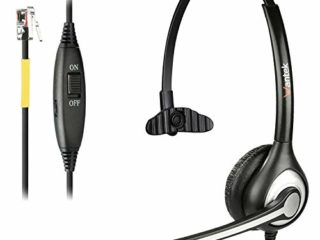 Wantek Auriculares Teléfono Fijo RJ9 Monoaural, Micrófono con Cancelación de Ruido, Cascos con Control de Volumen para Yealink Avaya Cisco Grandstream Snom Teléfonos IP(F600Y1)