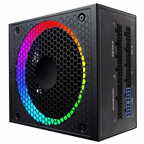 WanuigH Fuente de Alimentación para PC 550W Fuente De Poder 100-24 0 V ATX ​​RGB Control del Ventilador De 14cm Totalmente Modular Inteligente Temperatura Fácil de Configurar