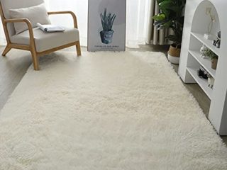 warmsile Alfombra Salon, Shaggy Alfombra Grande, Alfombra Lavable Antideslizante Súper Suave, Alfombras Modernas para Sala De Estar, Dormitorio, Habitación Infantil,Beige,200 x 300 cm