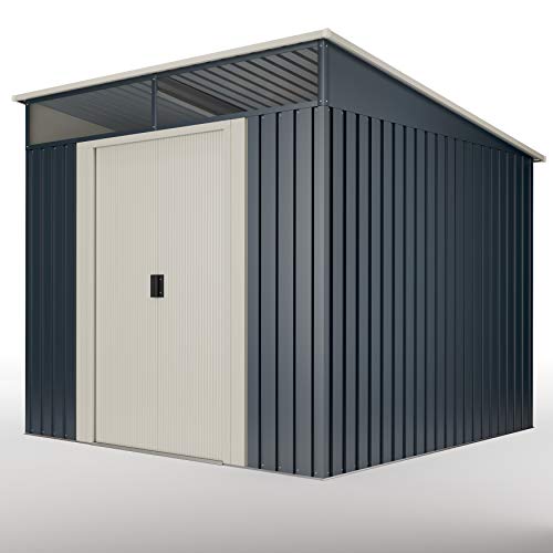 wasabi Stark Cobertizo Jardin, Caseta metálica Gris 6,6 m2 279x238x203cm Garantía 10años