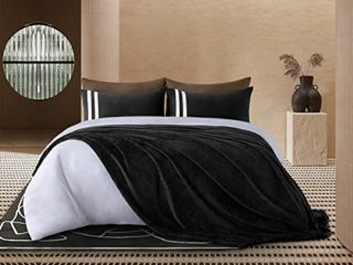 WAVVE Manta Extra Grande para Cama 180, Manta Franela Reversible para Sofá 230x270 cm, Sobrecama Suave, Cálida, Transpirable (270x230 cm, Negro)