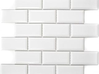 WB26M-0101 Mosaico de azulejos de cerámica tipo metro en blanco para pared de baño, ducha, cocina, espejo de azulejos, revestimiento de mostrador, bañera
