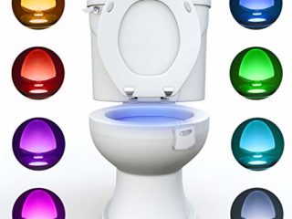 WC luz nocturna, Adoric LED Luz de Inodoro Luz con Detección de movimiento del sensor automático, 8 Cambio de Color,Funciona con Pilas, para cuartos de baño con niños Navidad