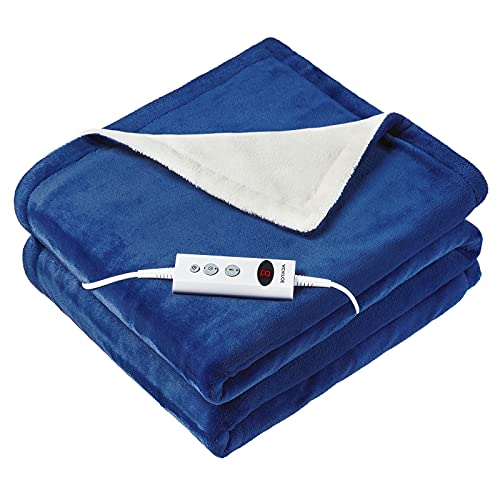 Wchiuoe Manta Eléctrica 10 Niveles de Temperatura y 9 Niveles de Temporización con autoapagado y Protección Contra Sobrecalentamiento, 180x130cm Manta Calefactora Lavable para el Hogar y la Oficina