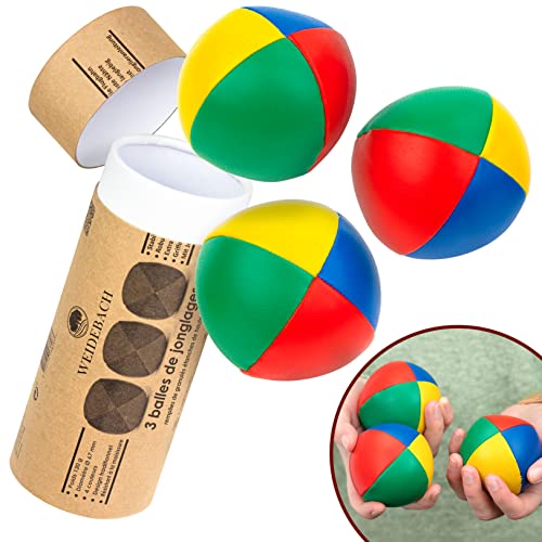 WEIDEBACH® 3 Pelotas de malabares de calidad, Ø 67 mm pelotas de malabares profesionales, peso 130 g, cuero sintético resistente al agua. Videotutorial, set de malabares.